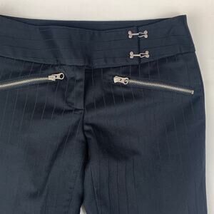 Guess collection size 2 flare leg Black Pinstripe Pants hook tripp Zipper Detail